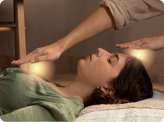 Person receiving energy healing / consultation